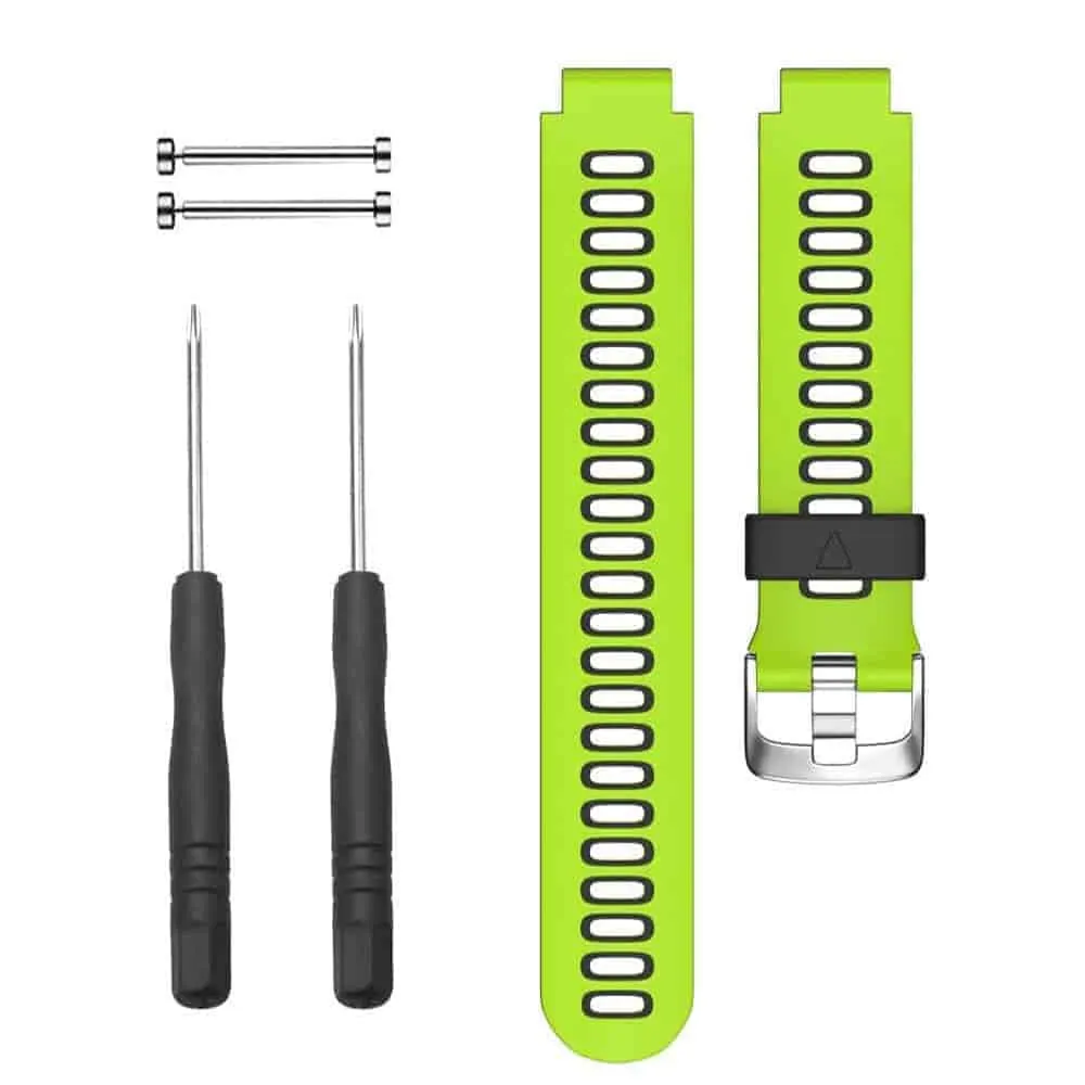 Silicone Strap for Garmin Forerunner 220/ 230/ 235/ 620/ 735- Green & Black
