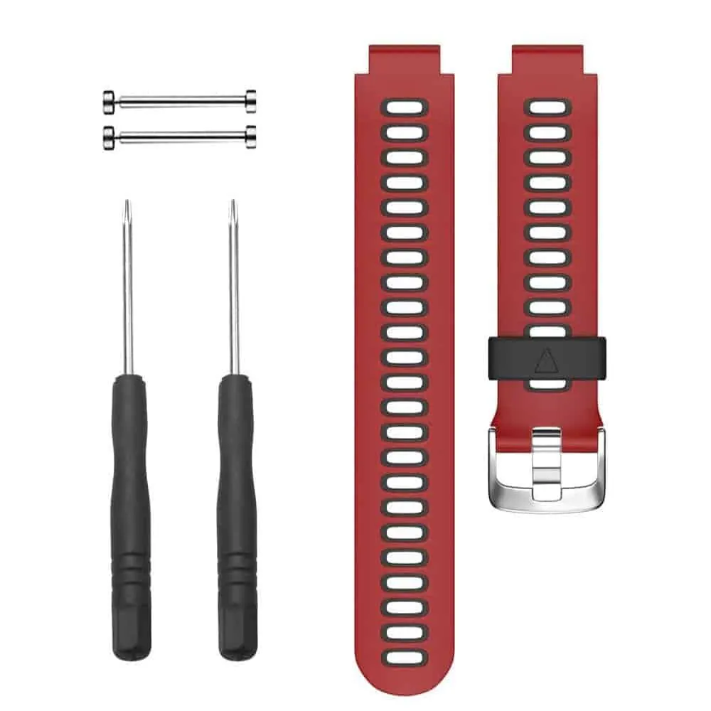 Silicone Strap for Garmin Forerunner 220/ 230/ 235/ 620/ 735- Red & Black