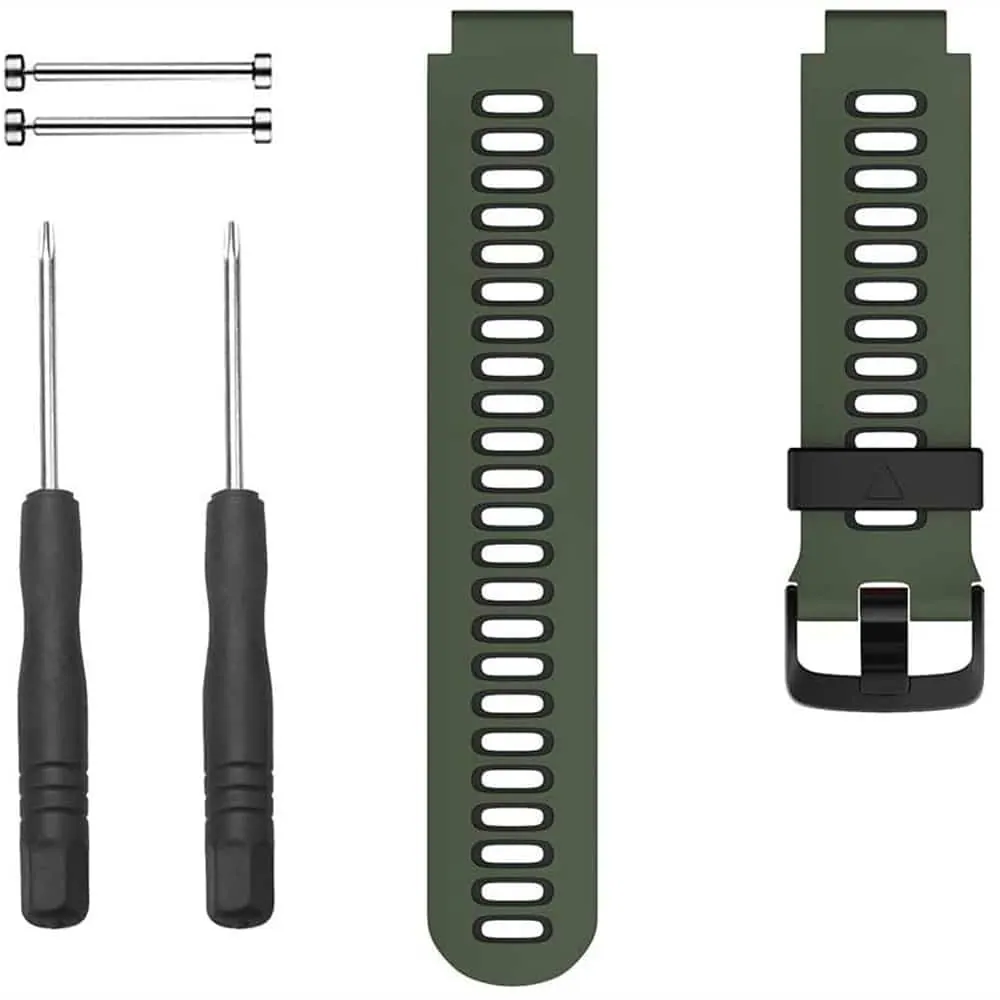 Silicone Strap for Garmin Forerunner 220/ 230/ 235/ 620/ 735- Green & Black