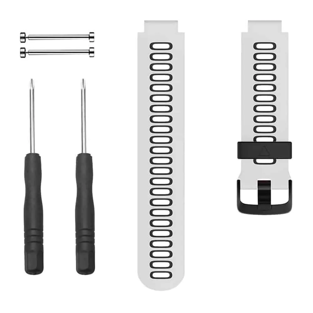 Silicone Strap for Garmin Forerunner 220/ 230/ 235/ 620/ 735- White & Black