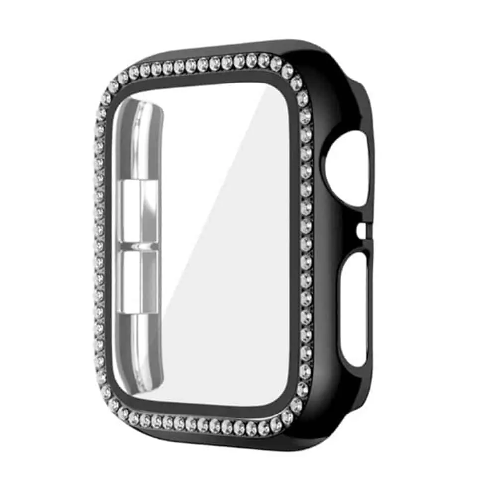 Cover with Bling Crystal Diamonds for Apple Watch 45MM Black