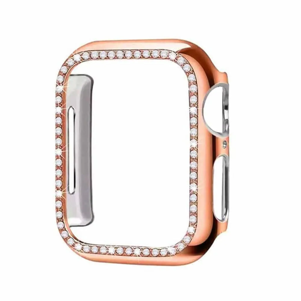Cover with Bling Crystal Diamonds for Apple Watch 45MM Rose Gold