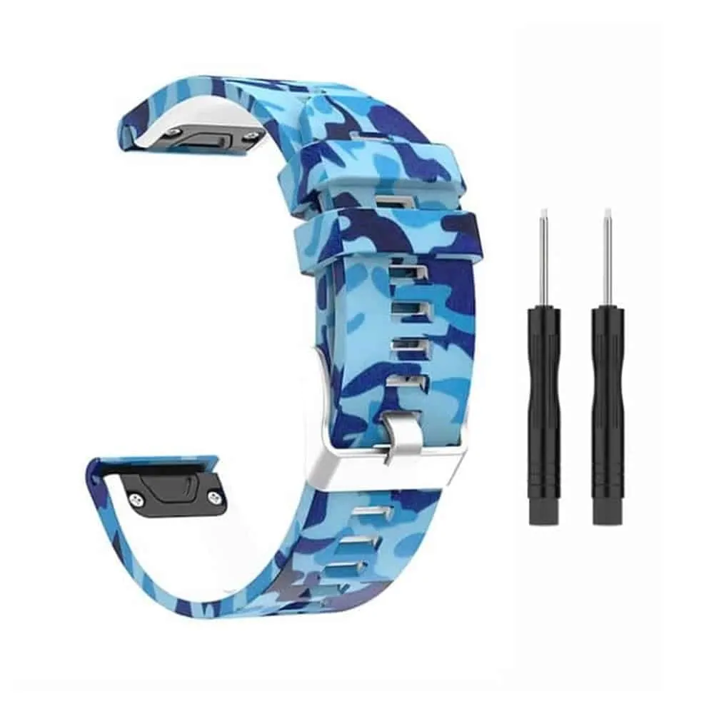 22mm EasyFit Silicone Strap for Garmin - Camo Blue