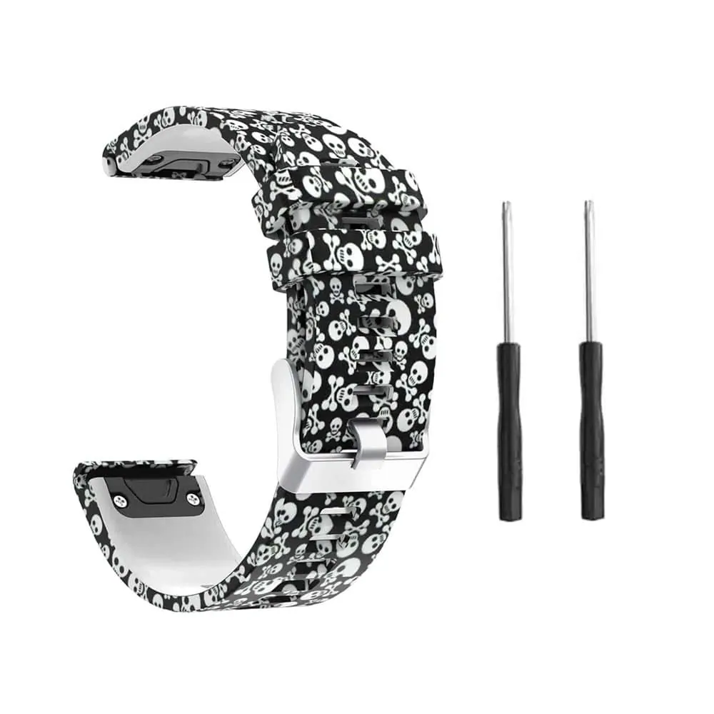 22mm EasyFit Silicone Strap for Garmin - Skulls