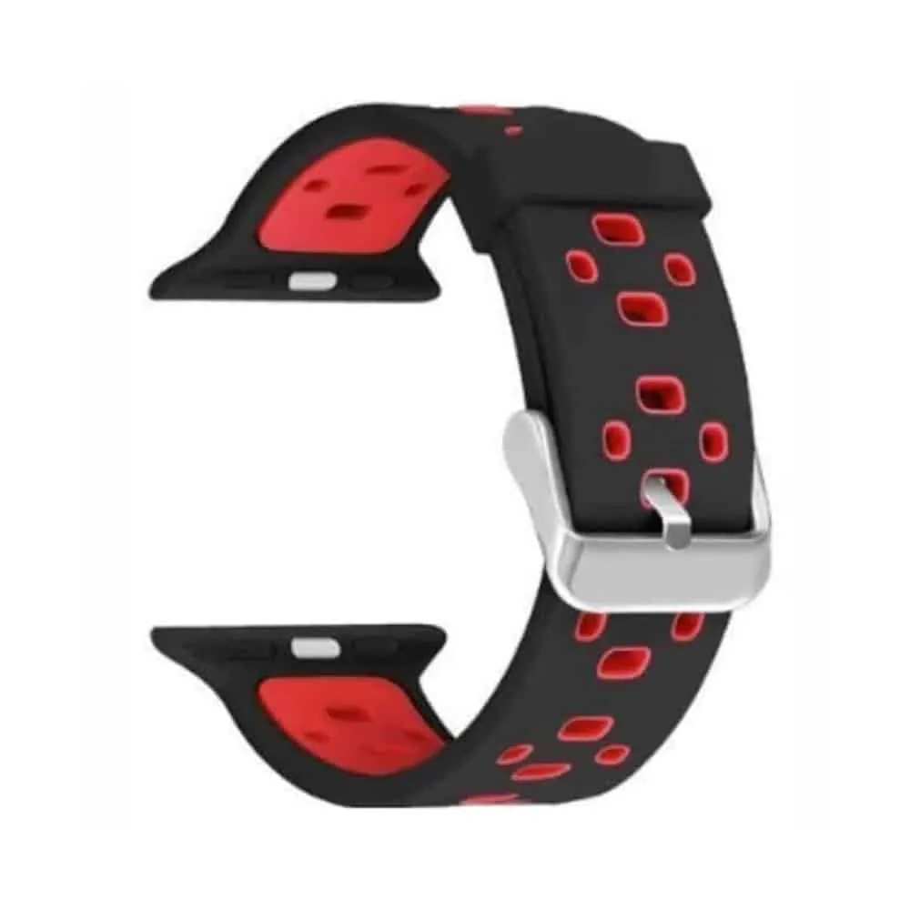 Silicone Strap for 38/40/41mm Apple Watch - Black & Red