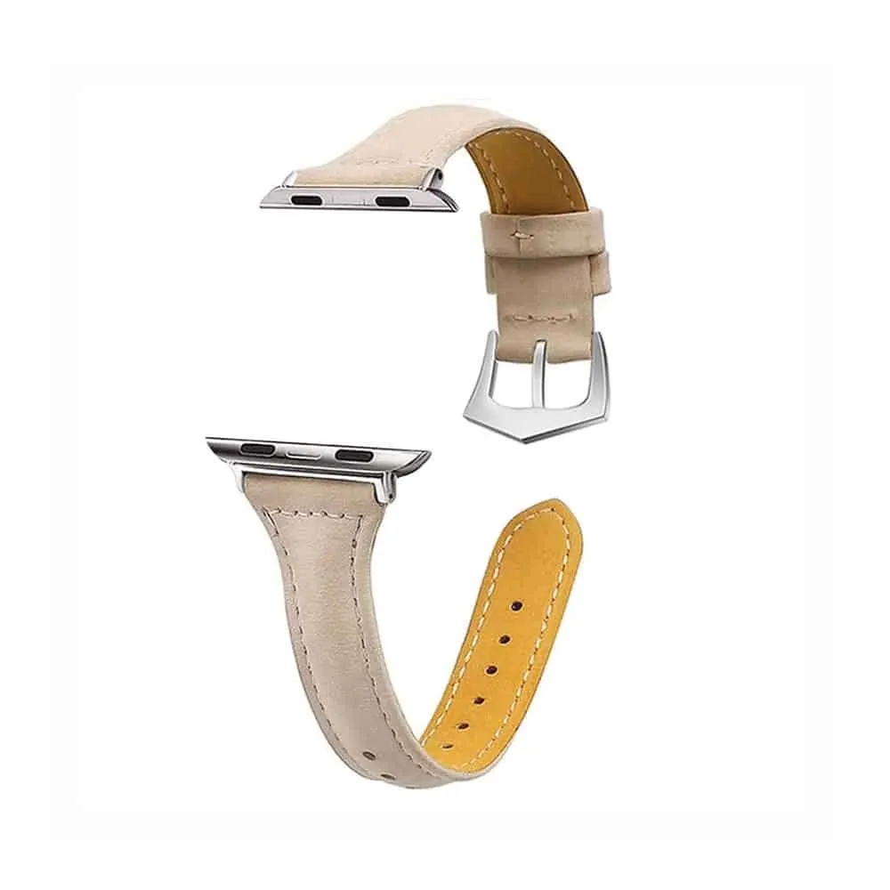 T shape Leather Strap for 38/40/41mm Apple Watch - Apricot