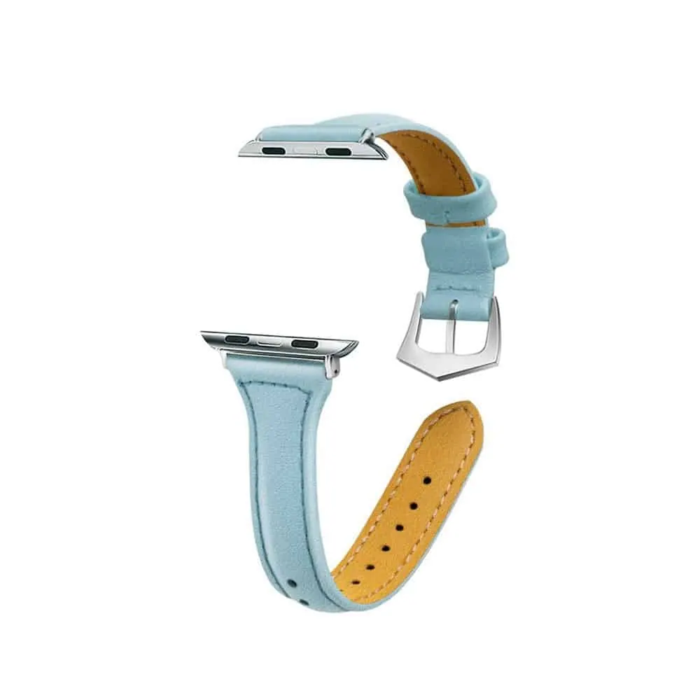 T shape Leather Strap for 38/40/41mm Apple Watch - Haze Blue