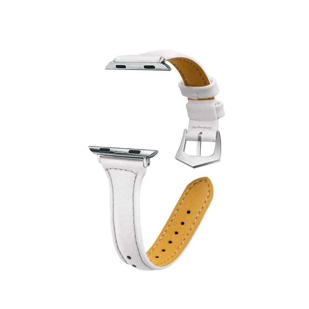 T shape Leather Strap for 38/40/41mm Apple Watch - White