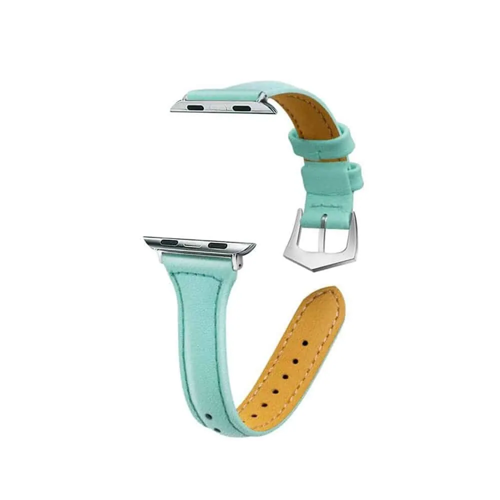 T shape Leather Strap for 38/40/41mm Apple Watch- Frost Green