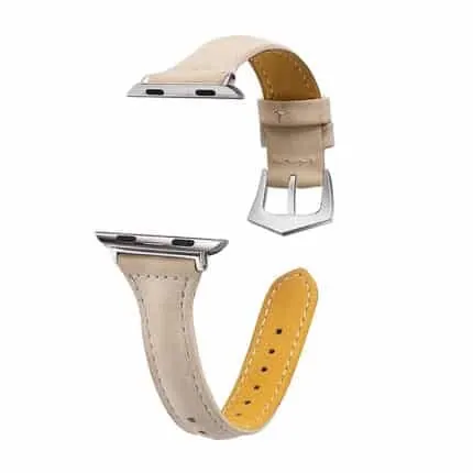 T-Shape Slim Leather Strap for 42/44/45mm Apple Watch - Beige