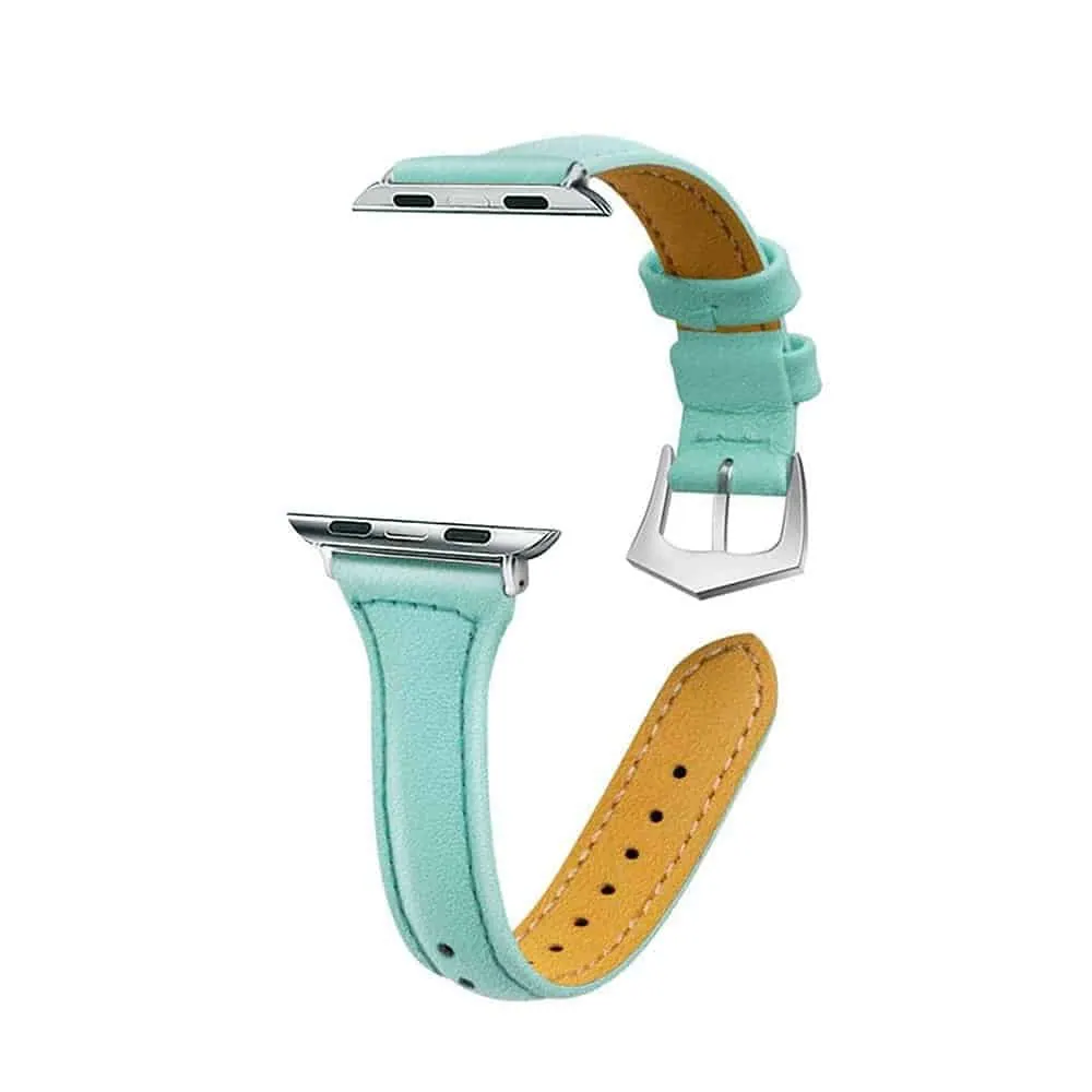 T Shape Leather Strap for 42/44/45/49mm Apple Watch- Frost Blue