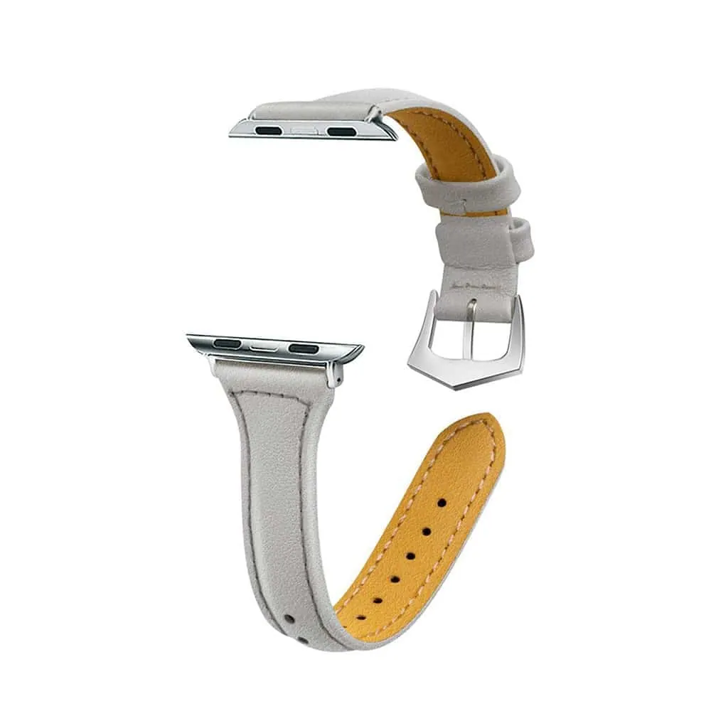 T-Shape Slim Leather Strap for 42/44/45mm Apple Watch - Grey