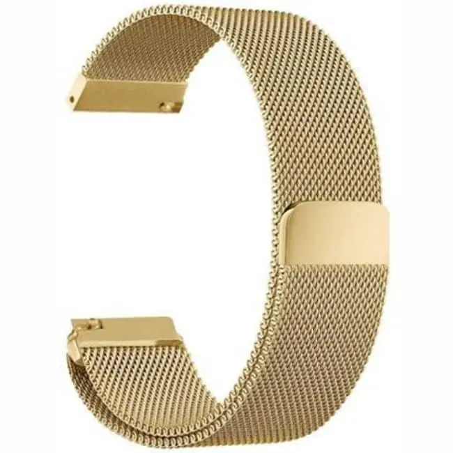 22mm Quick Release Stainless Steel Milanese Loop Strap - Gold, M/L