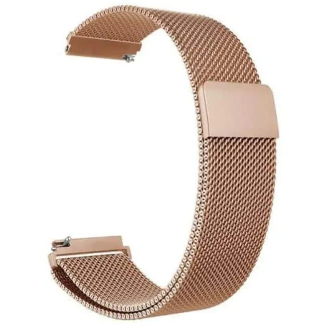 22mm Quick Release Stainless Steel Milanese Loop Strap - Rose Gold, M/L