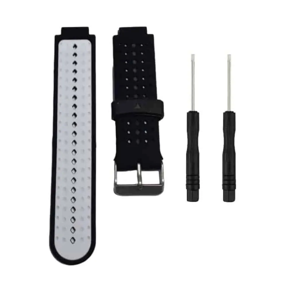 Silicone Strap for Garmin Forerunner 220/230/235/630/620/735 - White & Black