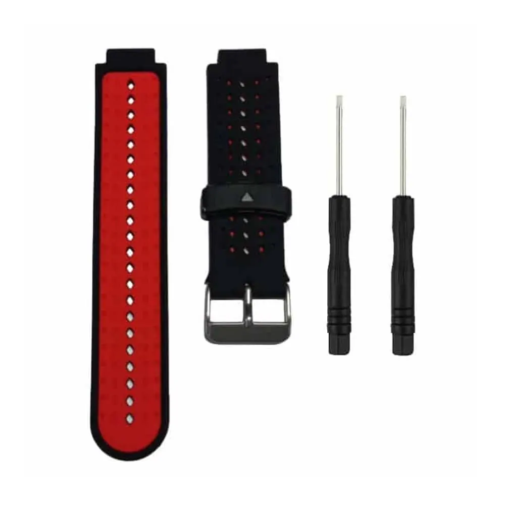 Silicone Strap for Garmin Forerunner 220/230/235/630/620/735 Watch - Black & Red