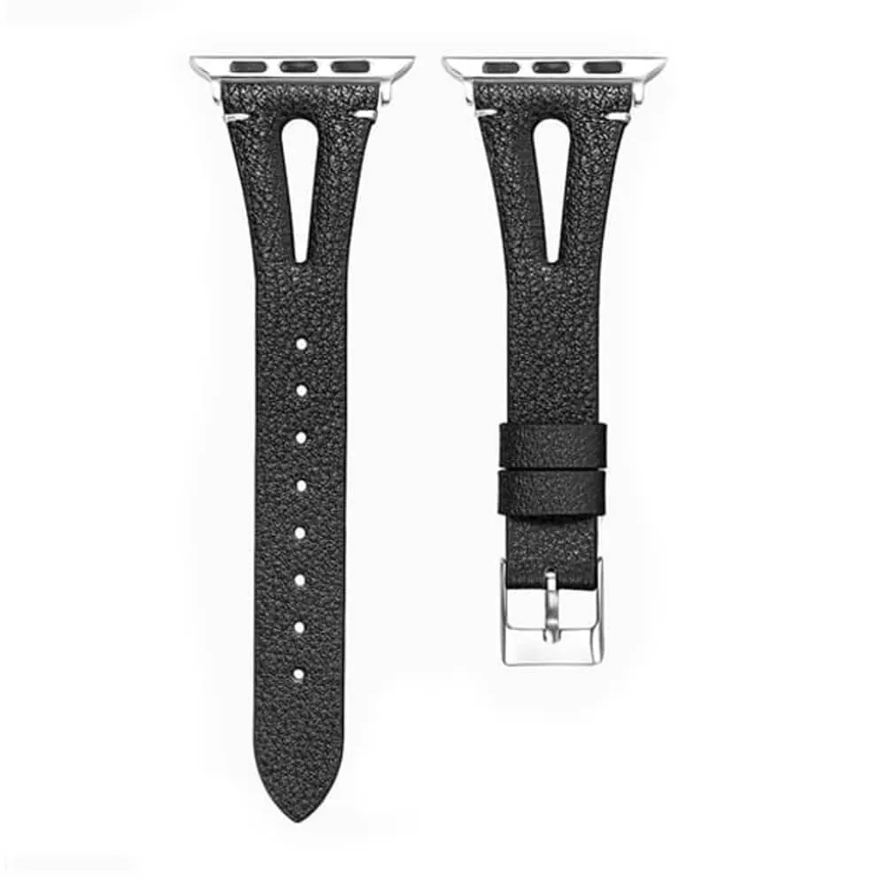 Leather Strap Compatible with 38/40/41mm Apple Watch - Black