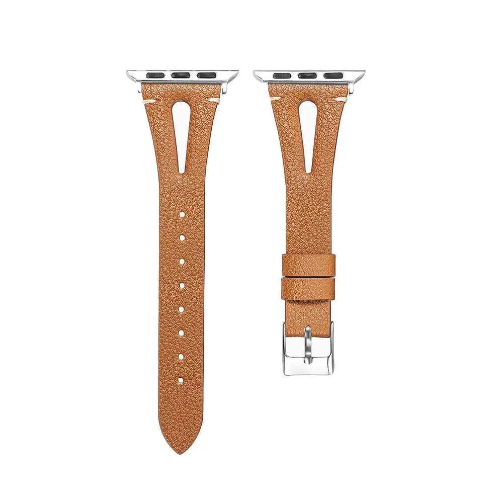 Leather Strap Compatible with 42/44/45mm Apple Watch - Red