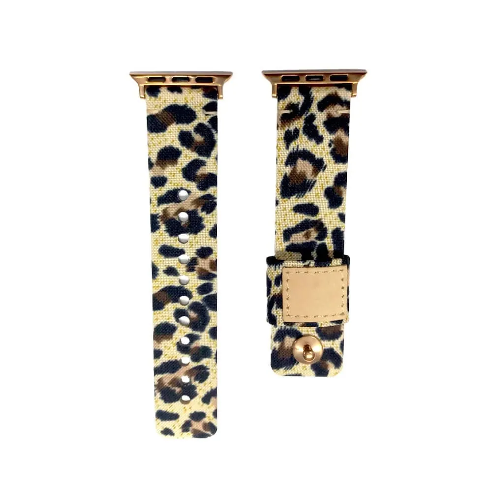 Nylon + Leather Strap for 38/40/41mm Apple Watch- Leopard