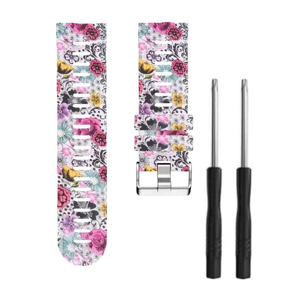 26mm EasyFit Silicone Strap for Garmin - Flowers