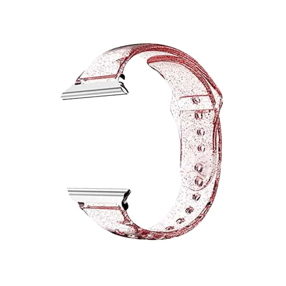 Transparent Glitter TPU Strap Band for Apple Watch 42/44/45/49mm - Pink