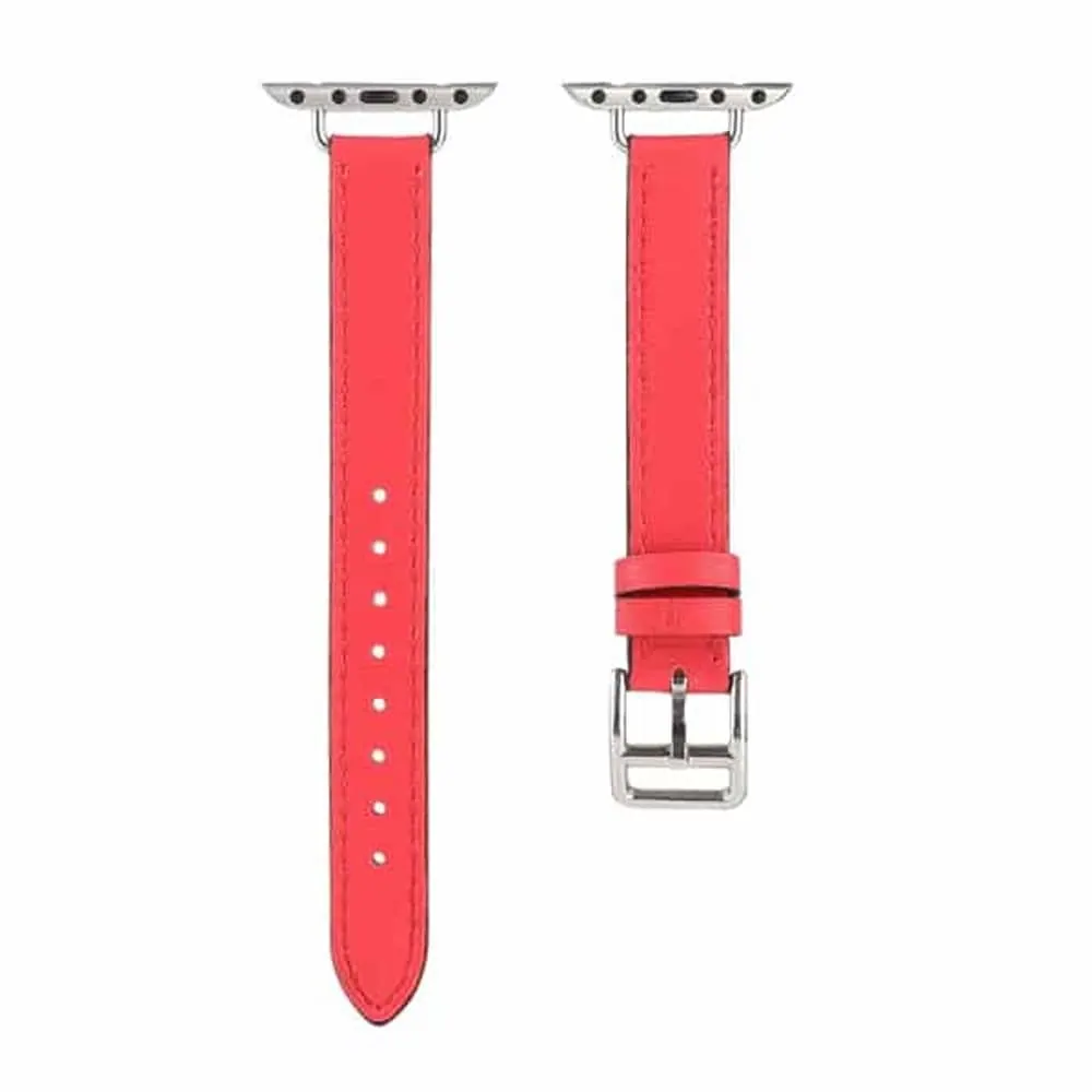Slim Leather Band Strap for Apple Watch 42/44/45/49mm - Red