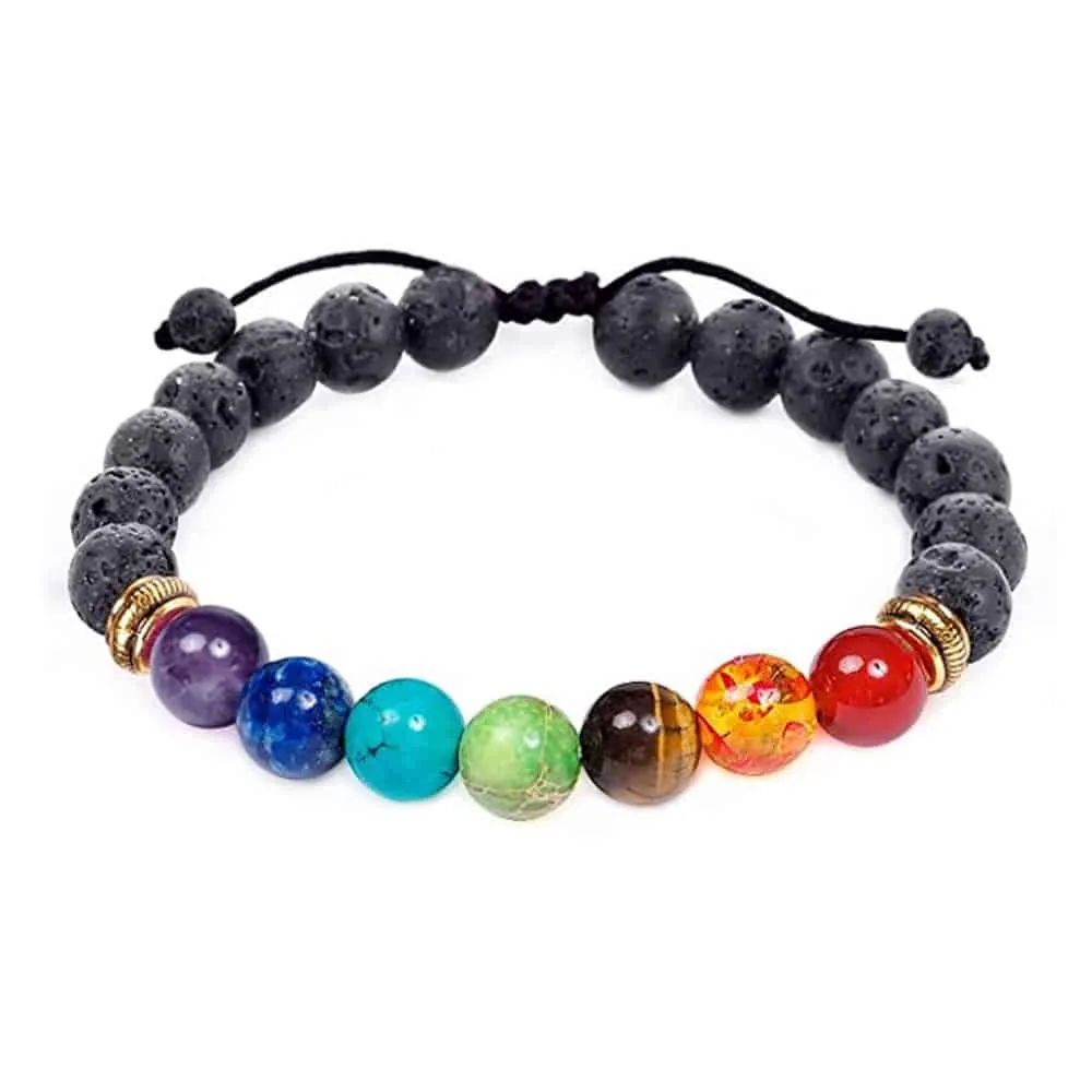 7 Chakra Healing/Meditation Rainbow Crystal Stone Adjustable Bracelet