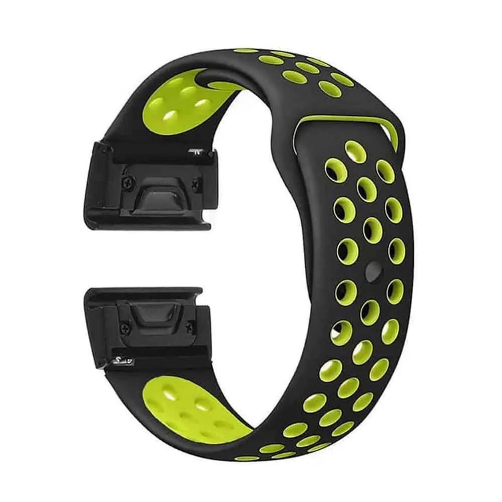 22mm EasyFit Silicone Strap for Garmin Fenix - Black & Yellow