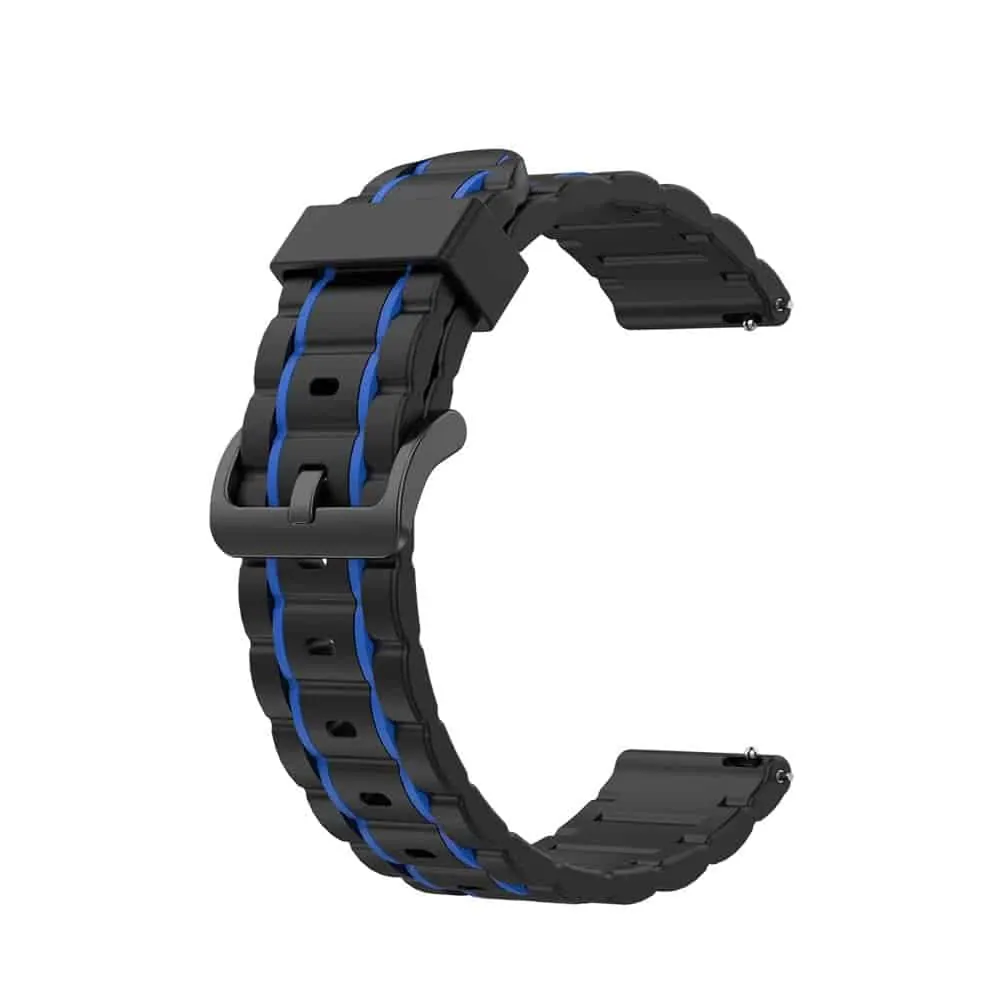 22mm Quick Release Silicone Strap- Black & Blue - Blue & Black