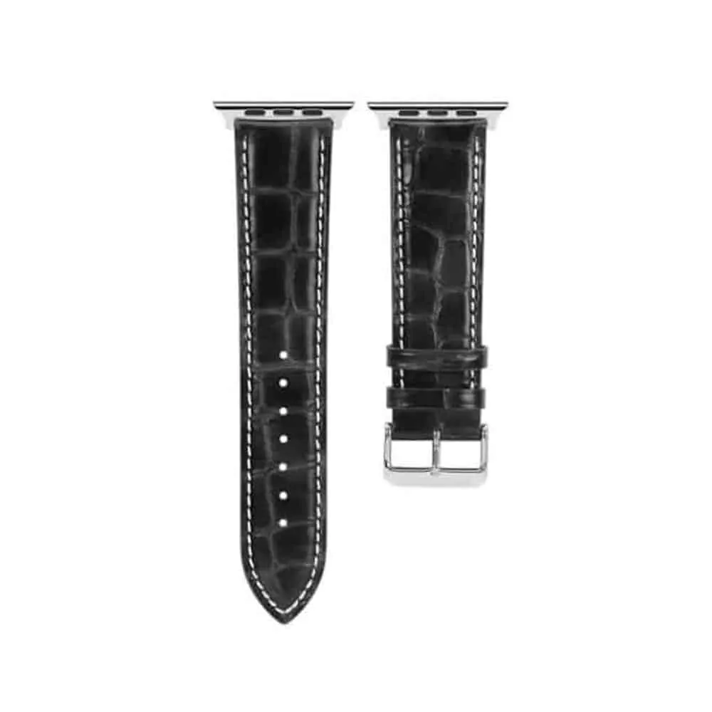 Stylish Leather Strap for Apple iWatch 42/44/45/49mm - Black