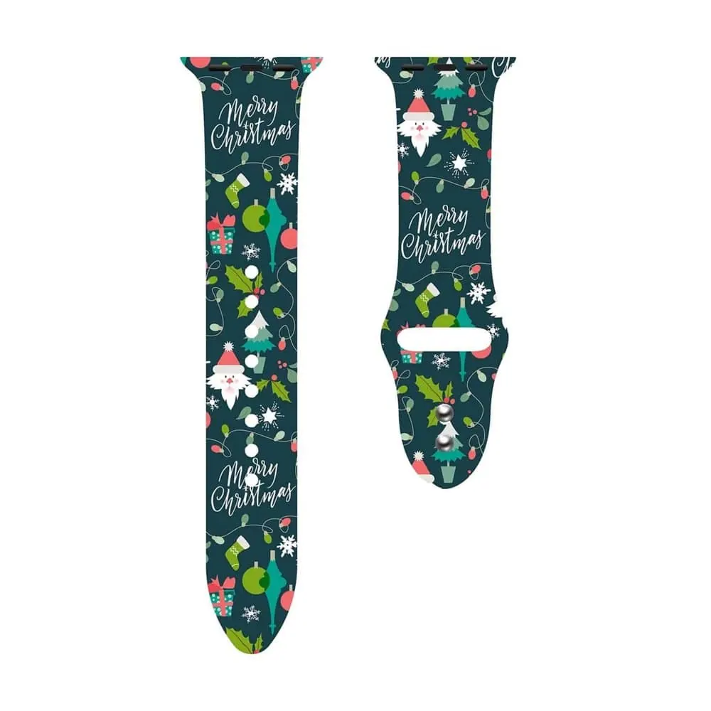 Silicone Strap for 38/40/41mm Apple Watch - Green Christmas