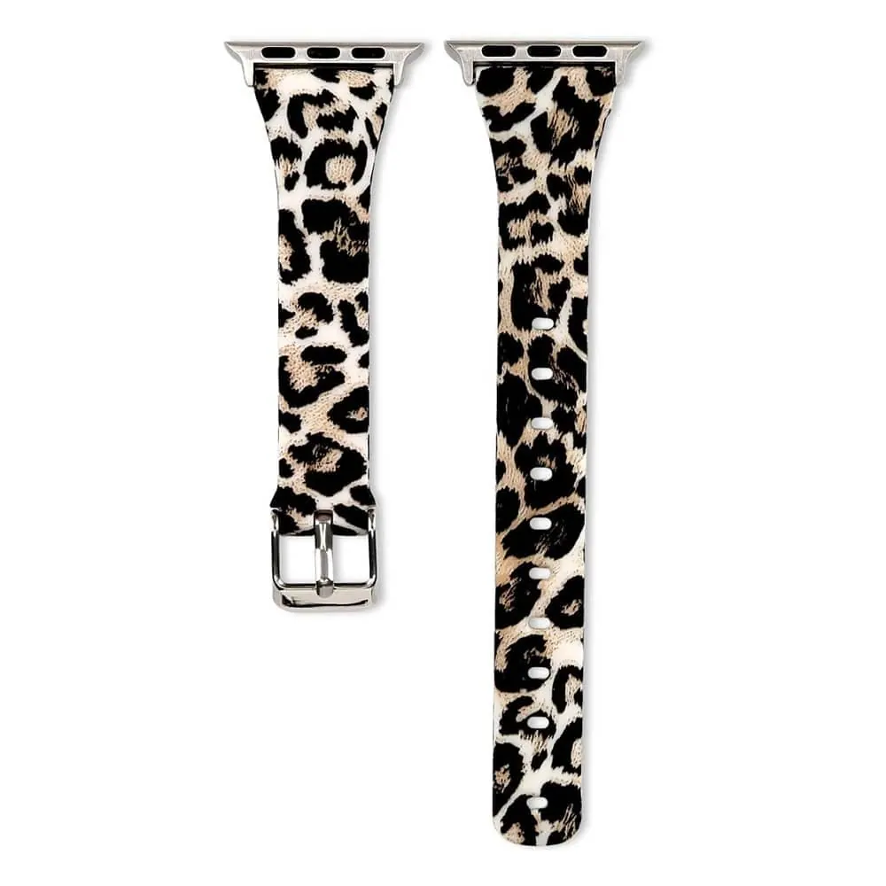 Slim Style Silicone Strap for 42/44/45/49mm Apple Watch- Leopard- S/M