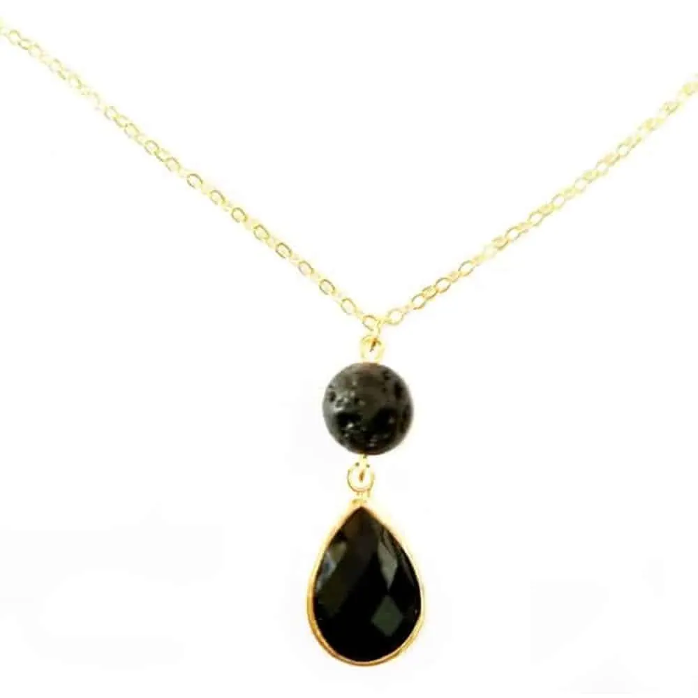 Aromatherapy Essential Oil Diffuser Onyx Glass Bead Necklace
