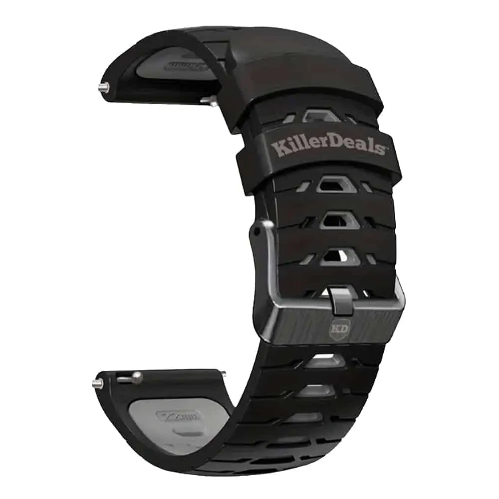22mm Quick Release Silicone Strap - Black & Grey