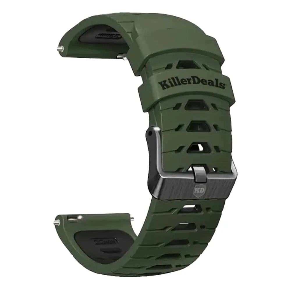 22mm Quick Release Silicone Strap - Dark Green & Black