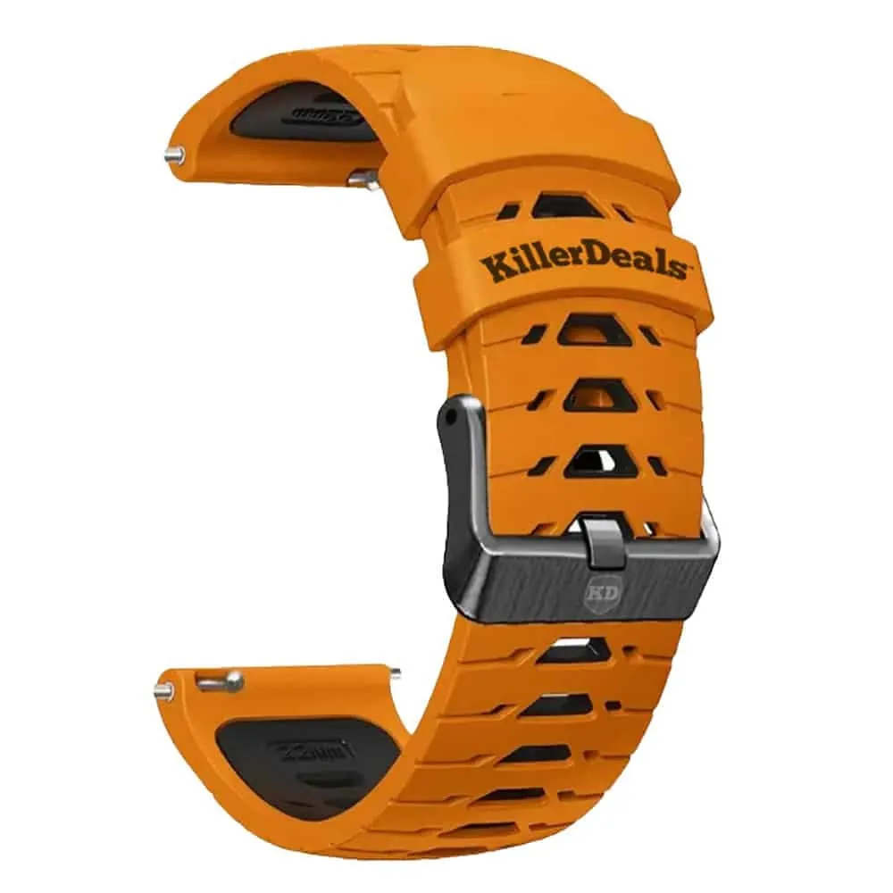 22mm Quick Release Silicone Strap - Orange & Black