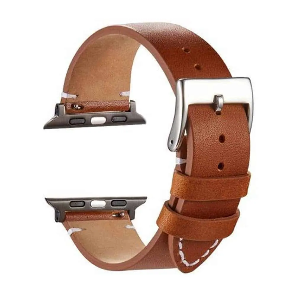 Genuine Leather Strap for 38/40/41mm Apple Watch- Light Brown