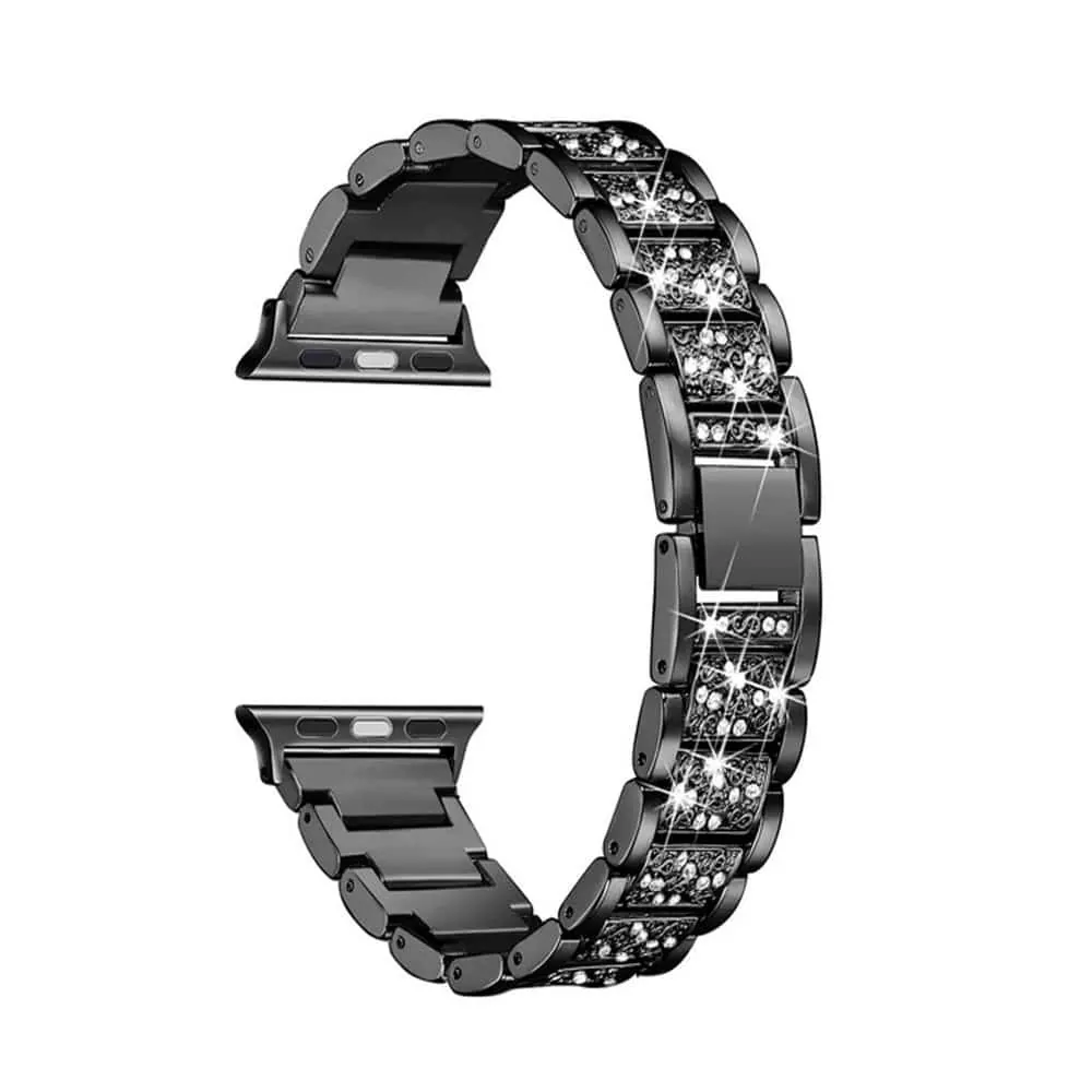 38/40/41mm Apple Watch diamond rhinestone strap + tool - Black