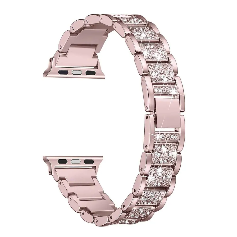 42/44/45/49mm Apple Watch SE diamond rhinestone strap + tool - Rose pink