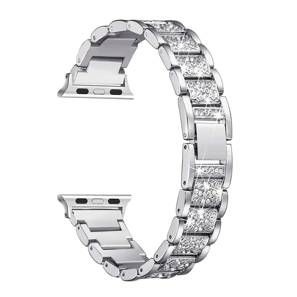 42/44/45/49mm Apple Watch SE diamond rhinestone strap + tool - Silver