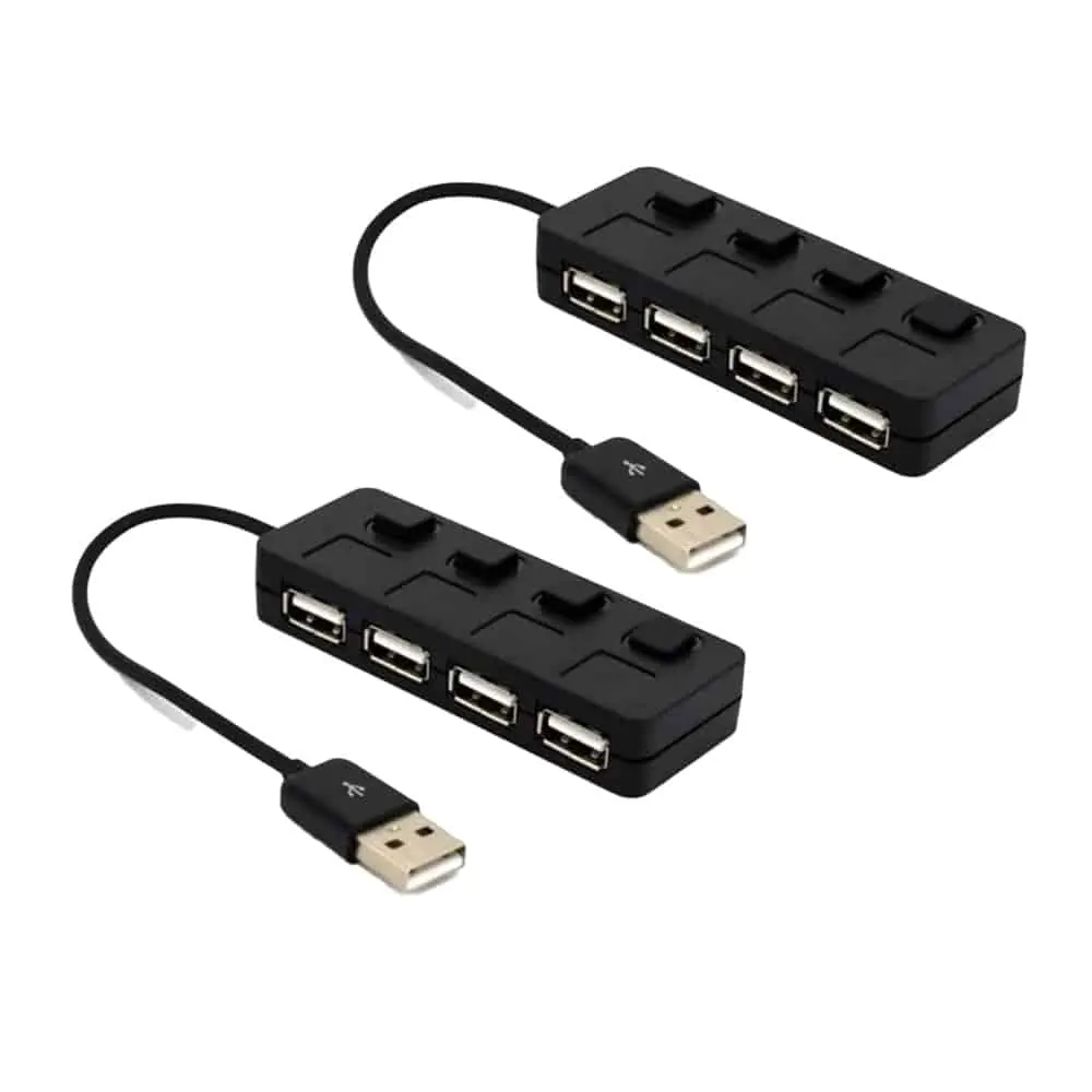 USB 2.0 4-Port USB Expansion Hub + Light Switches 2 Pack