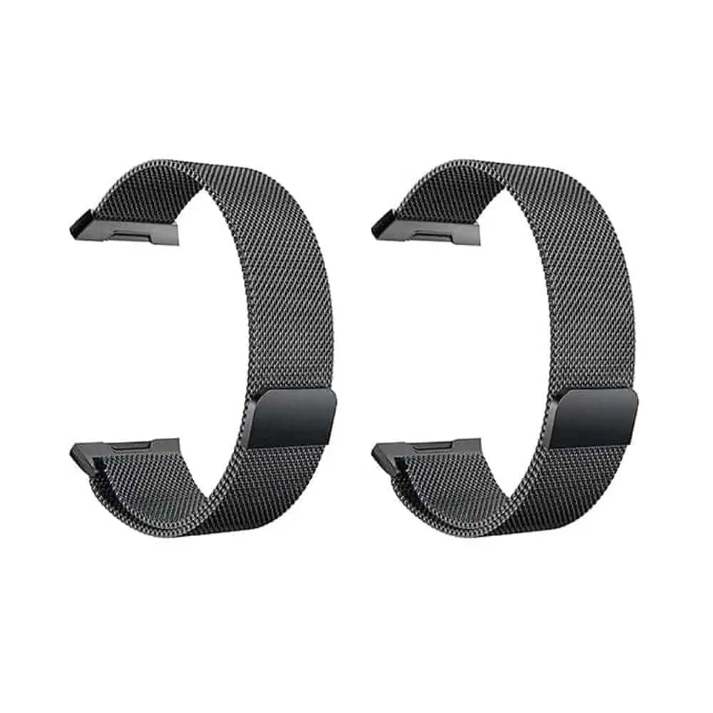 Stainless Steel Milanese Strap for Fitbit Ionic 2 Pack - Black