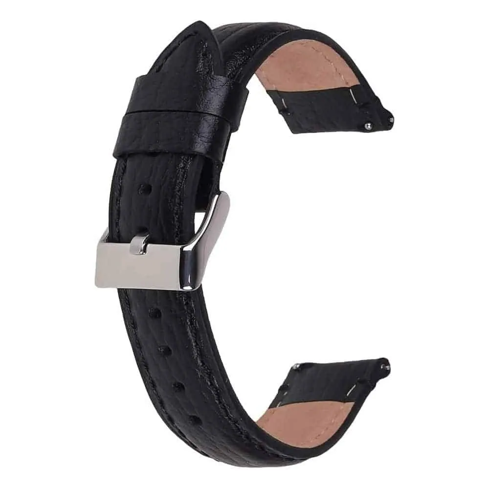 22mm Quick Release Synthetic Leather Strap - Black