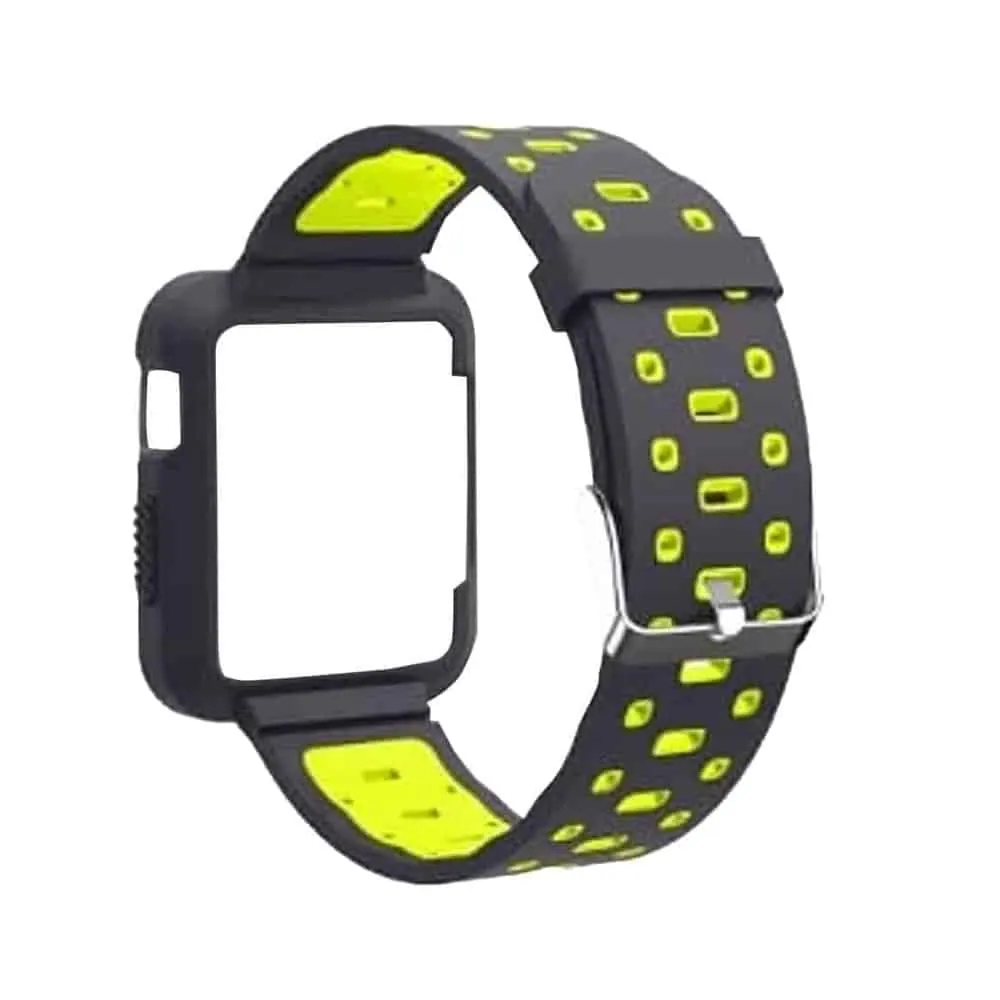 Silicone Strap & Case Compatible with 38mm iWatch - Black, Yellow