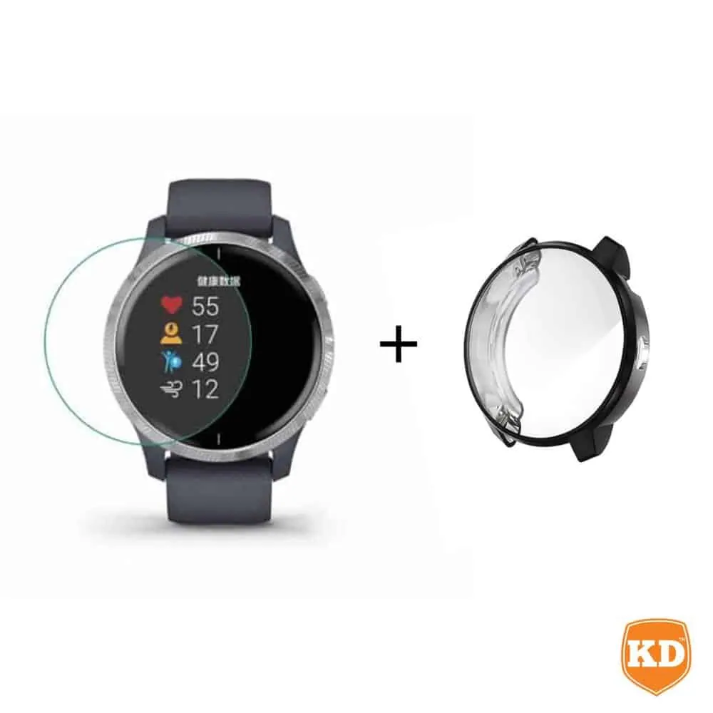 TPU Case + Screen Protector Combo for Garmin Venu- Black