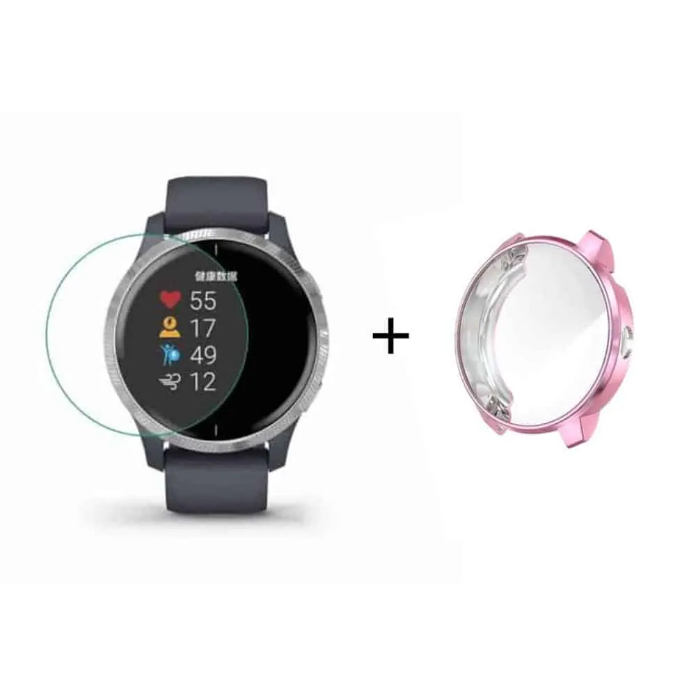 TPU Case + Screen Protector Combo for Garmin Venu- Pink