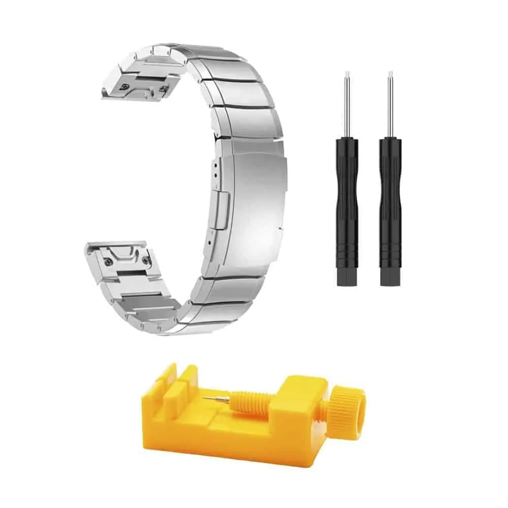 26mm EasyFit Stainless Steel Strap w/ Tool for Garmin - Silver