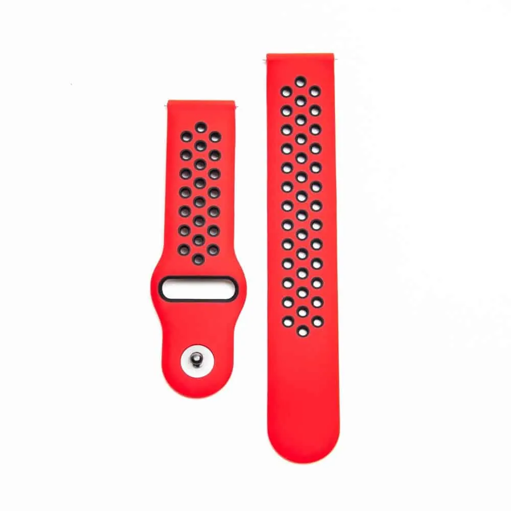 20mm Quick Release Silicone Strap - Black & Red