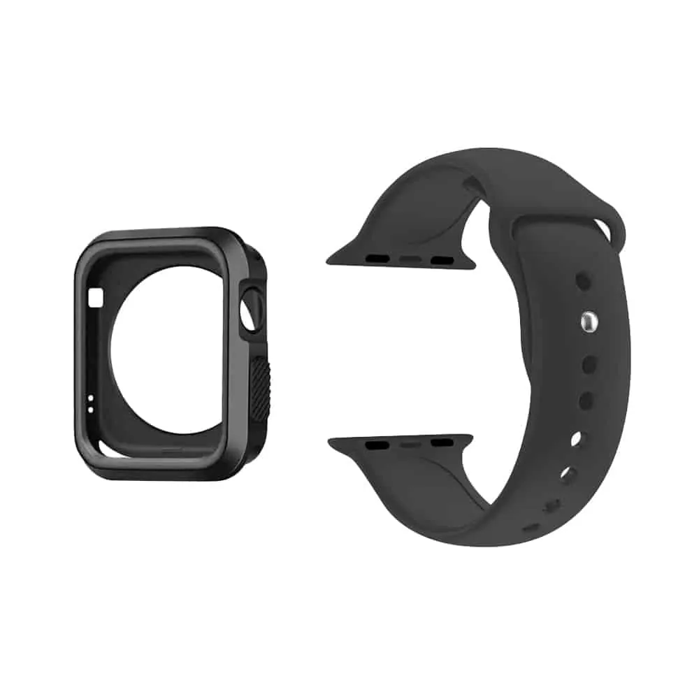 Silicone Strap & Case Compatible with 38mm iWatch - Black & Grey