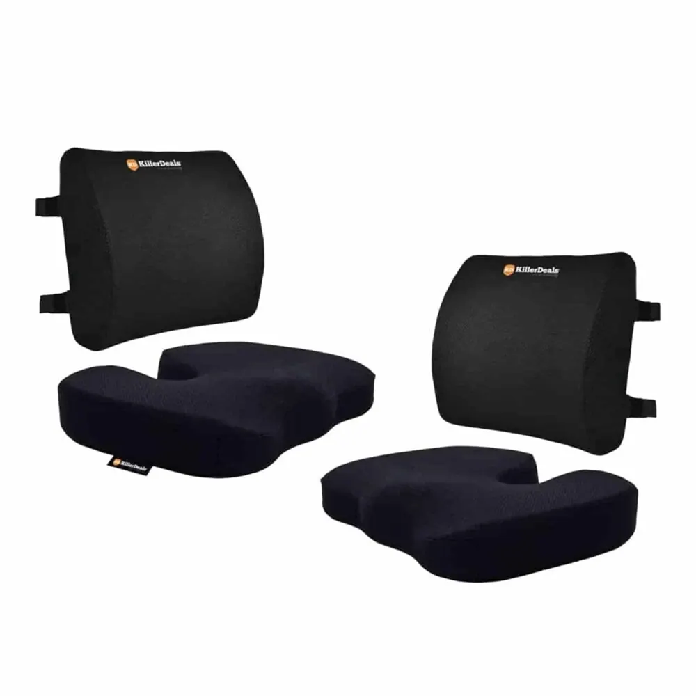 Car Home Office Chair Lumbar Support Memory Foam Cushions Combo